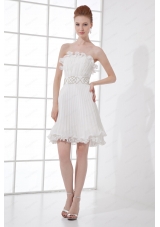 2014 Elegant Column Strapless Beading Pleats Wedding Dress
