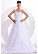 Brand New A Line Sweetheart Appliques and Ruching Wedding Dress