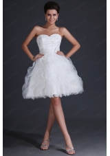 Sweetheart Short Mini Length Wedding Dress with Appliques and Ruffles