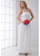 Pretty Empire Strapless Wedding Dress with Beading Ankle Length
