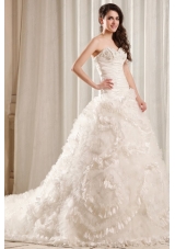 Fashionable Sweetheart Lace Up Wedding Dress with Court Train