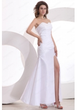 Column Sweetheart Beading and High Silt Floor Length Wedding Dress