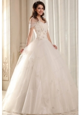 Ball Gown Sweetheart Beading on Flowers Floor Length Wedding Dress