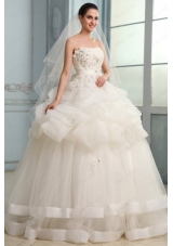 Strapless Ball Gown Appliques and Pick Ups Long Wedding Dress