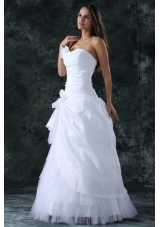 Sweetheart Column Ruche Decorate Floor Length Wedding Dress