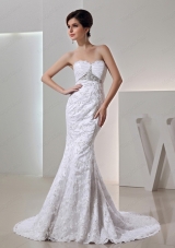 2015 Romantic Mermeid Sweetheart Beading Wedding Dress with Lace