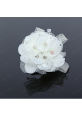 White Tulle Wedding Fascinators Hair Flower with Rhinestone