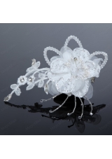 2015 White Pearl Lace and Feather Tulle Fascinators