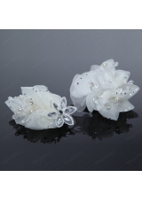 2015 White Rhinestone and Pearl Wedding Hair Flowers