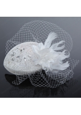 Elegant White 2015 Rhinestone Feather Hat Hair Ornament