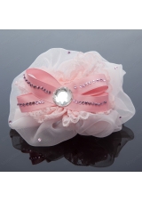 2015 Lace and Tulle Pink Hair Ornament with Rhinestone