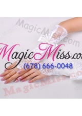 Fancy Satin Fingerless Elbow Length With Lace Bridal Gloves