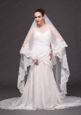 Lace Appliques One-tier Cathedral Tulle Popular Wedding Veil