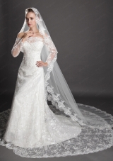 Perfect Lace Appliques Edge Organza Wedding Veil