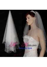 Two Layer Tulle With Pearls Fingertip Veil
