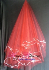 Red Tulle Wedding Veil