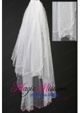 Organza Pearl Trim Edge Wedding / Bridal Veil