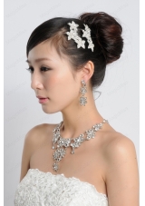Star Shaped Shining Rhinestones Alloy Wedding Jewelry Set Including Necklace And Earrings