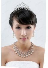 Imitation Pearl Alloy Jewelry Sets Including Necklace and Earings