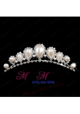 Popular Tiara With Rhinestone and Big Imitation Pearl Decorate