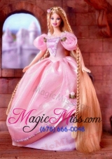 Beading and Hand Made Flowers Decorate Ball Gown Barbie Doll Dress