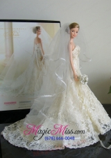 The Most Amazing Wedding Dress with Court Train Made to Fit the Barbie Doll