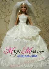 Embroidery Decorate Ball Gown Wedding Clothes Barbie Doll Dress