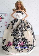 Sweet Gown With Amazing Champagne Lace Wedding Dress For Barbie Doll