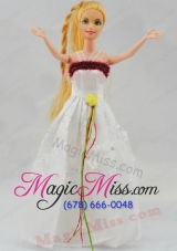 Elegant White Gown With Hand Made Flowers Party Clothes Fashion Dress for Noble Barbie