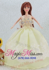 The Most Beautiful Beading and Embroidery Yellow Green Ball Gown Party Clothes Barbie Doll Dress
