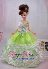 Exclusive Embroidery Ball Gown Organza Dress For Nobel Barbie