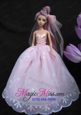 Pink Embroidery Ball Gown Taffeta and Organza Barbie Doll Dress