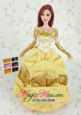 Elegant Yellow Party Clothes Fashion Dress Organza for Noble Barbie Doll