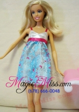 Beaded Ombre Color Dress With Straps Mini-length Barbie Doll Dress