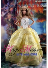 The Most Amazing Yellow Dress With Hand Made Flowers To Fit The Barbie Doll