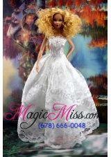 Beautiful Lace Over Skirt  Wedding Barbie Doll Dress