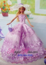 Beautiful Fuchsia Party Clothes Fashion Dress for Noble Barbie Doll Organza