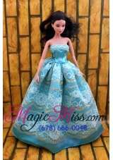 Fashionable Teal Party Dress For Noble Barbie With Lace