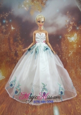 Simple Embroidery White Made To Fit the Barbie Doll