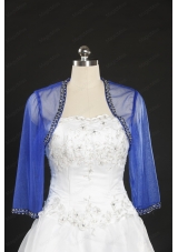 2014 Discount Royal Blue Long Sleeves Wraps with Beading