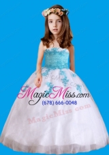 White Strapless Appliques Little Girl Pageant Dresses for 2014