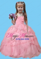 Ball Gown Strapless Rose Pink Little Girl Pageant Dresses for Birthday Party