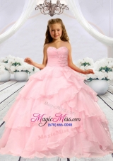 Baby Pink Beaded Decorats Little Girl Pageant Dress with Layers