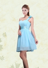 A Line Ruching Chiffon Bridesmaid Dresses with One Shoulder