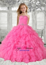 Beading Rose Pink Little Girl Pageant Dress with Ruffles