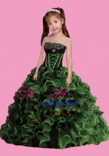 2014 Fashionable Strapless Ball Gown Ruffles Little Girl Pageant Dress