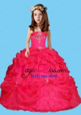 Sweet Red Ball Gown Red Little Girl Pageant Dress with Beading and Pick Ups