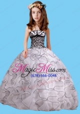 2014 Pretty Zebra White and Black Strapless Little Girl Pageant Dress