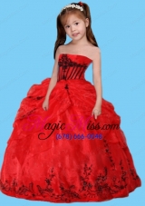 Ball Gown Strapless Remarkable Appliques Red Little Girl Pageant Dress