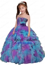 Pretty Multi-colour Strapless Little Girl Pageant Dress with Ruffled Layers